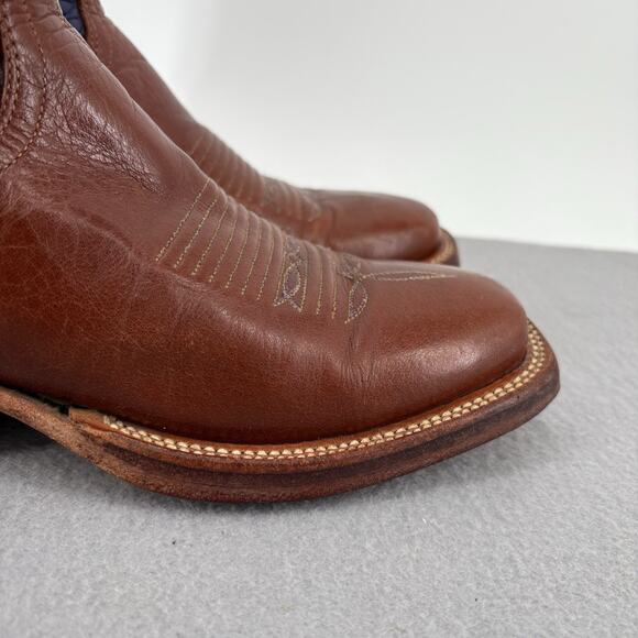 Vintage Lucchese 2000 Boots Womens 6.5B Brown Blue Leather Western Lone Star - Picture 12 of 16